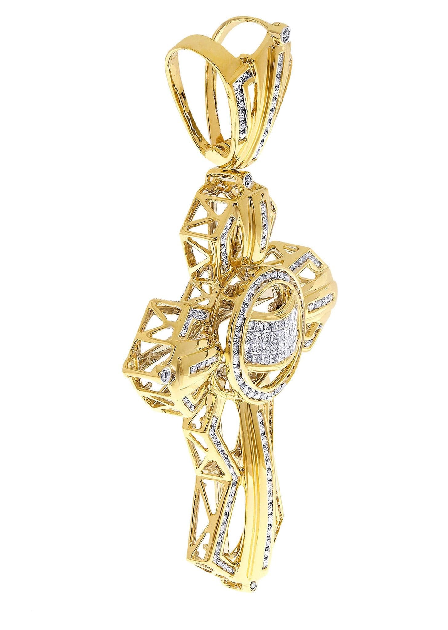 3.57 Carat Diamond Cross Pendant Necklace - 31.49 Grams Solid Gold Religious Jewelry for Women - Perfect for Church, Baptism, Weddings & Special Occasions