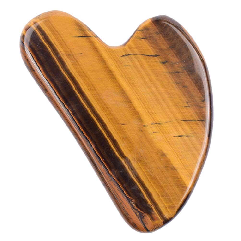 Natural Tiger Eye Stone Gua Sha Scraper - Skin Care & Massage Tool for Face & Body - Spa & Relaxation