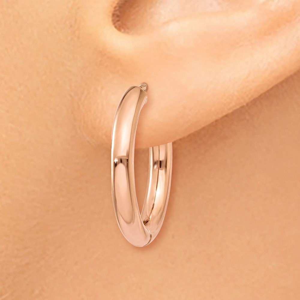 14K Rose Gold Hinged Hoop Earrings for Women - Dainty Everyday Hoops, Lightweight Comfortable Studs - Perfect for Work, Date Night & Special Occasions