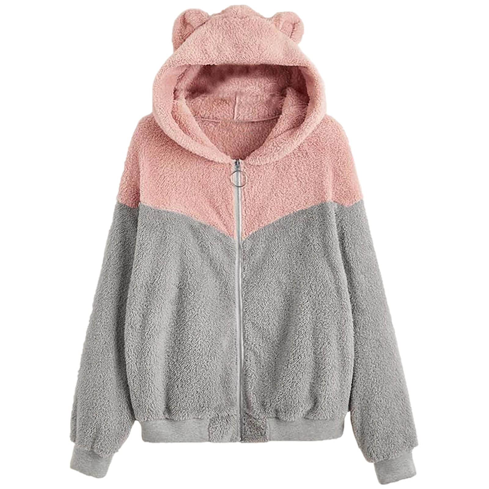 Women's Winter Coats - Fashionable Patchwork Zipper Long Sleeve Plush Outerwear for Cold Weather | Perfect for Snowy Days, Outdoor Activities & Stylish Layering