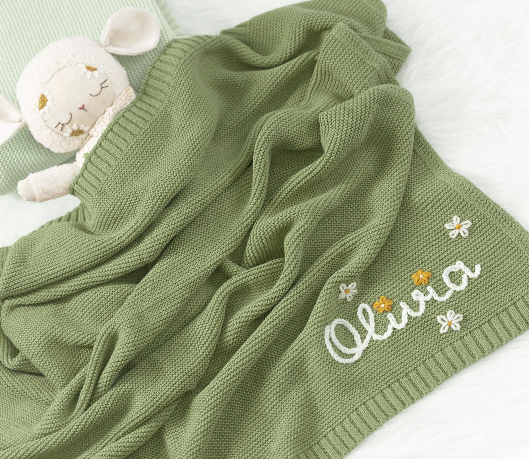 Personalized Baby Blanket with Name - Custom Embroidered Knit Blanket for Newborns, Infants & Toddlers | Perfect Nursery Gift for Baby Showers, Birthdays & Christmas | Soft & Cozy for Cuddling, Swaddling & Nursery Decor