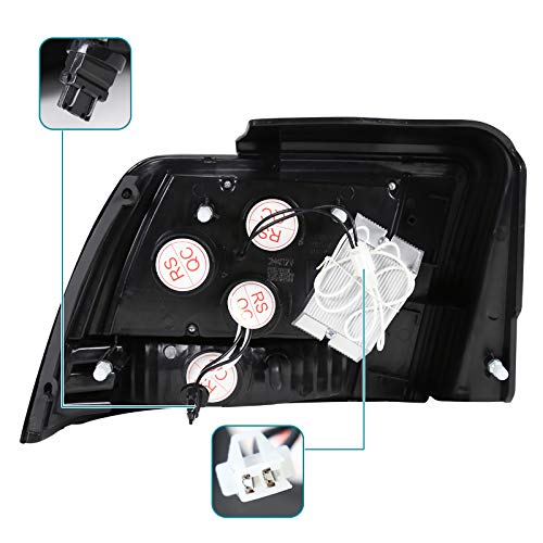 Spec-D Tuning Dual Halo Black Projector Headlights & Sequential LED Tail Lights for 1999-2004 Ford Mustang - Complete Left & Right Headlamp Assembly - Upgrade Your Ride with Stylish Lighting for Night Driving & Car Shows