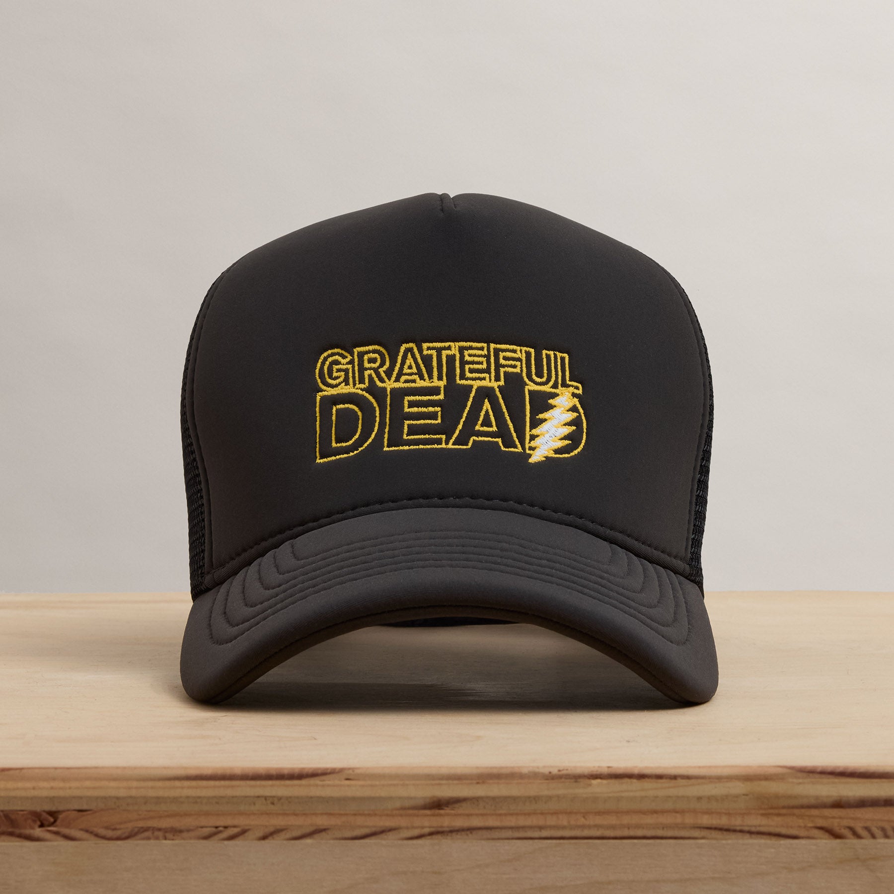 Grateful Dead Lightning Bolt Embroidered Trucker Hat - Carbon Grey | Vintage Style Snapback for Music Fans & Outdoor Adventures