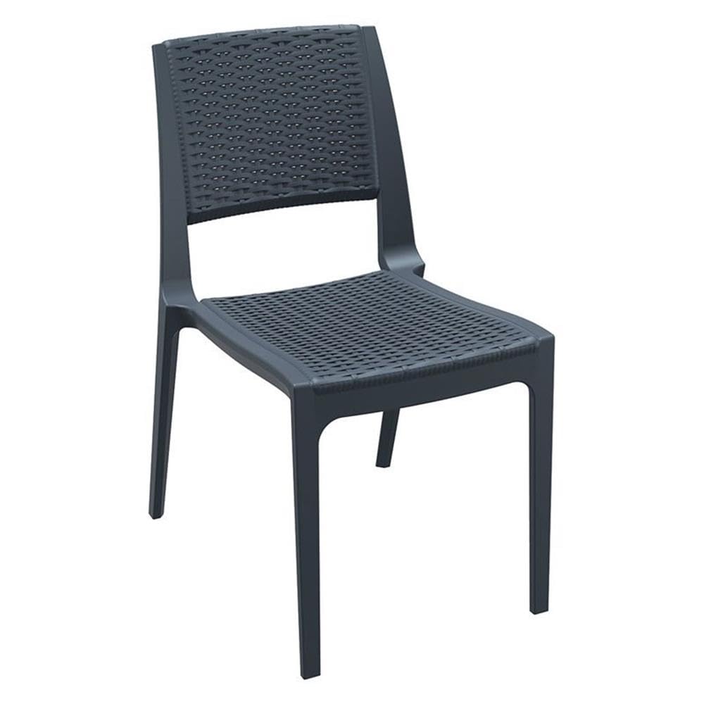 Dark Gray Wickerlook Patio Dining Chair Set of 2 - Weather-Resistant Outdoor Furniture for Garden, Poolside & Backyard Dining