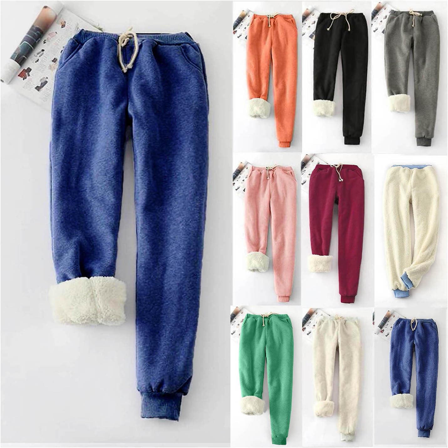 Women's Fleece Lined Joggers - Sherpa Lined Winter Sweatpants with Drawstring Waist & Pockets | Warm Athletic Leggings for Running, Yoga & Lounge Wear | Cozy Cold Weather Pants for Outdoor Activities & Home Comfort