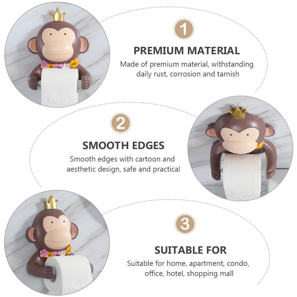 Monkey Roll Paper Holder - Retractable Wall-Mounted Tissue Dispenser for Bathroom, No Drill Resin Toilet Paper Stand with Decorative Monkey Figure - Perfect for Home, Office, and RV Use