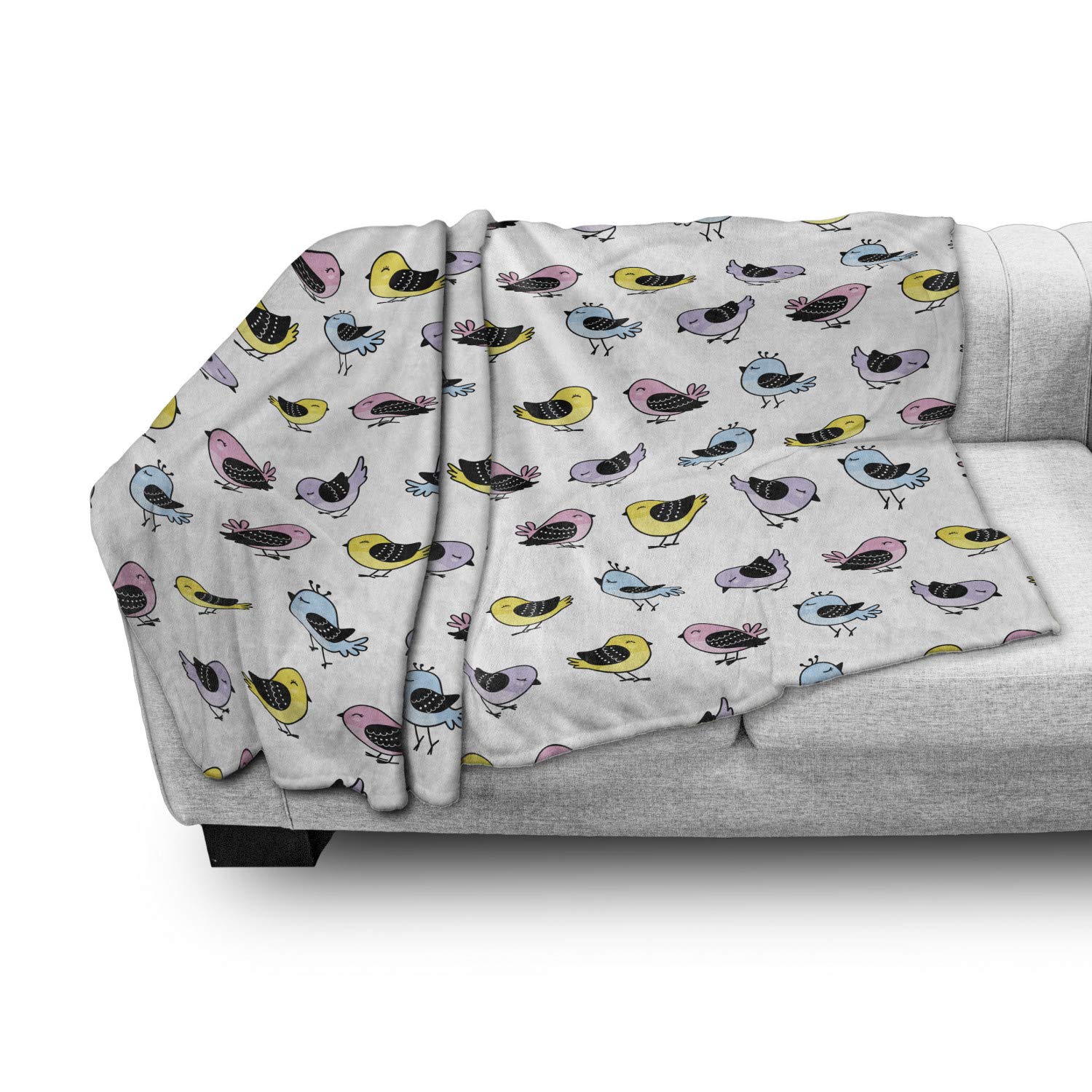Ambesonne Purple and Yellow Flannel Fleece Throw Blanket 50