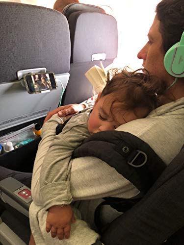 SkyClip Airplane Phone Holder - Secure Back of Seat Tray Table Clip & Durable Stand for iPhone, Android, Tablets - Perfect for Inflight Entertainment & Travel Accessories (Blue, 2 Pack) - Ideal for Watching Movies, Reading eBooks & Hands-Free Use on Flights