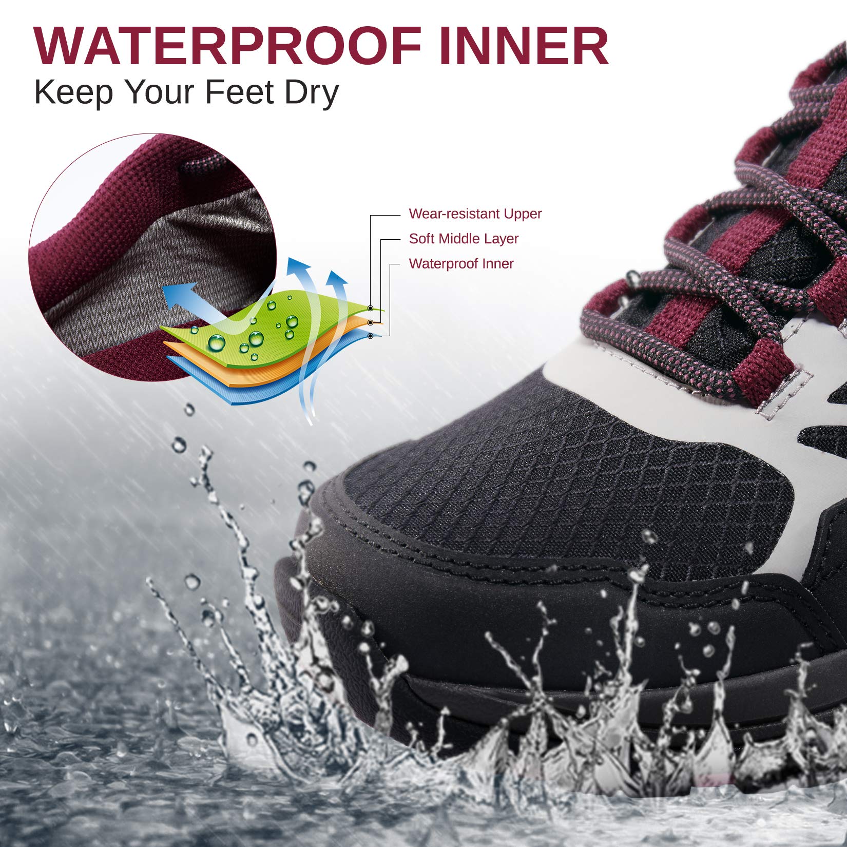 CAMELSPORTS Women's Waterproof Hiking Shoes - Lightweight Non-Slip Trail Running Sneakers for Trekking, Walking & Outdoor Adventures - Perfect for Hiking, Camping & Daily Wear
