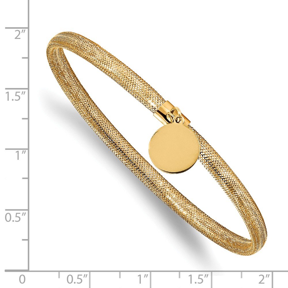14K Yellow Gold Stretch Mesh Charm Bracelet with Dangle - Elegant Jewelry for Women | Perfect for Parties, Weddings & Everyday Wear