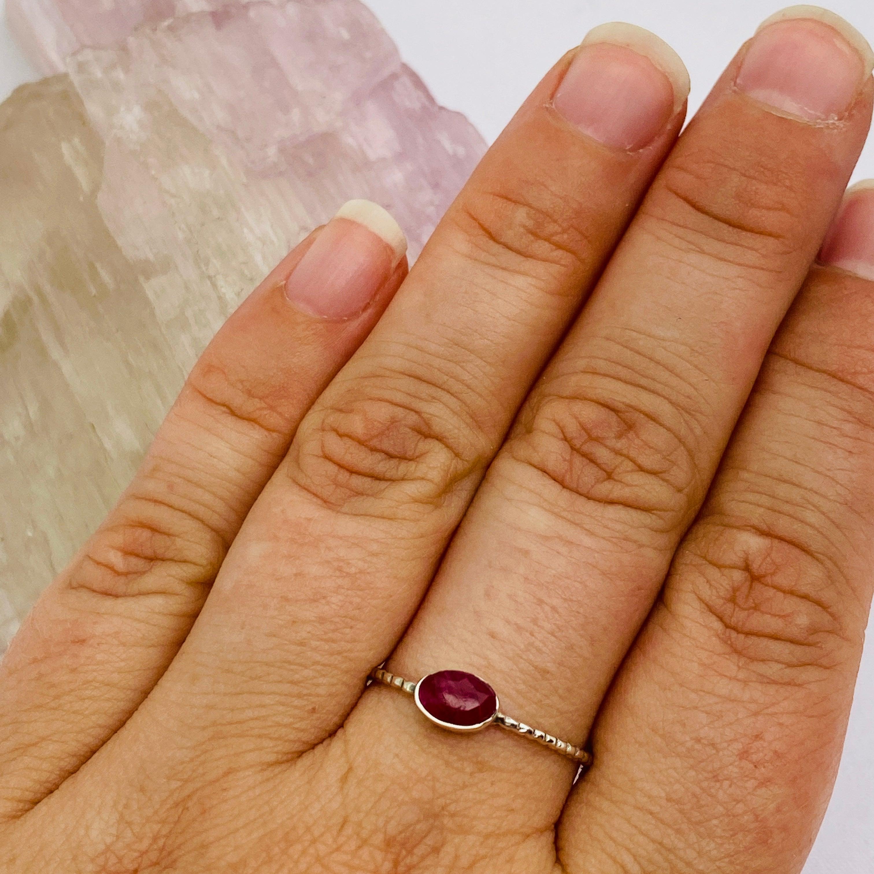 Ruby Oval Faceted Fine Band Ring R3750 RU - Elegant Jewelry for Women, Perfect for Weddings, Anniversaries & Special Occasions