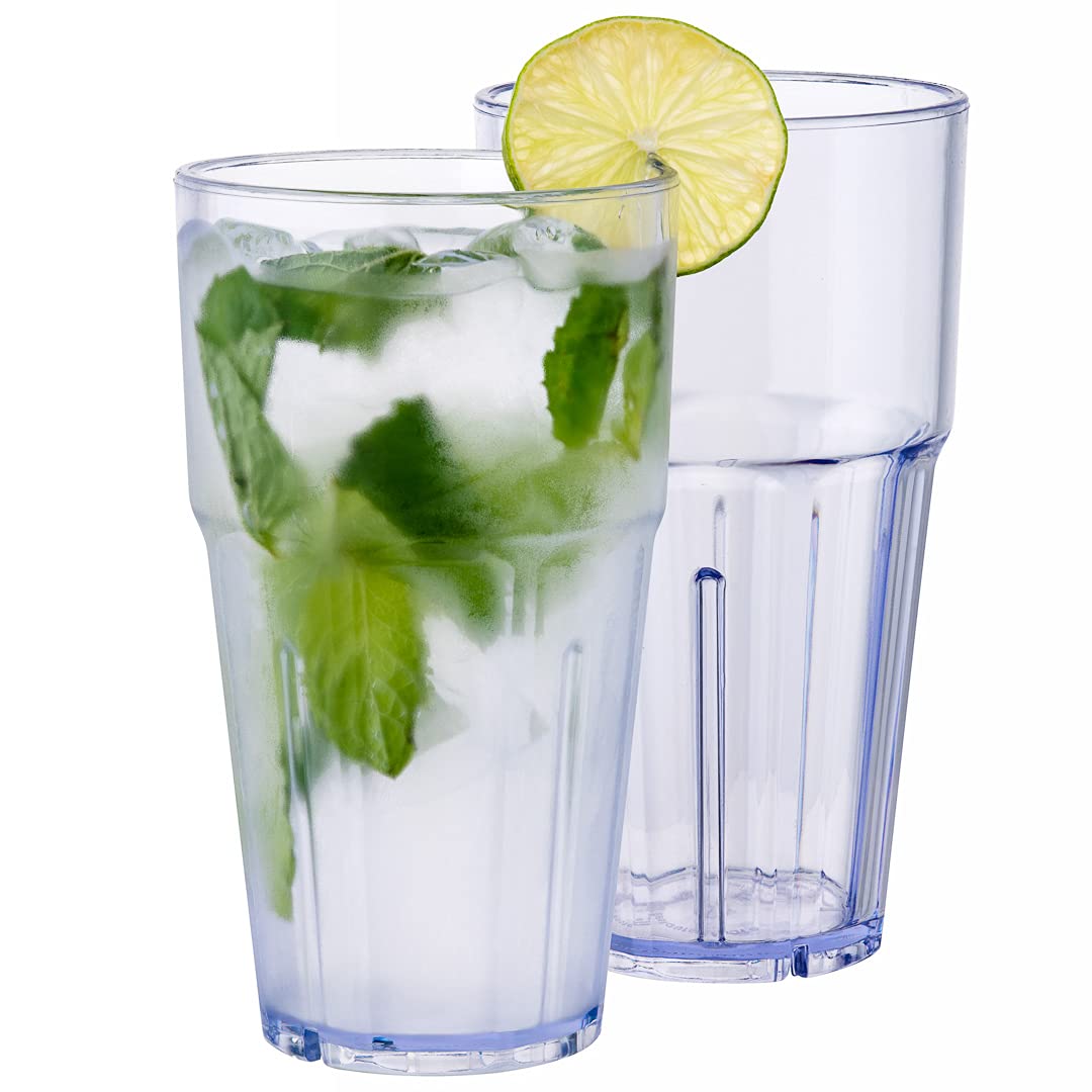 Restaurantware Bev Tek 16oz Shatterproof Plastic Tumblers - Set of 50 Clear Stackable Drinking Glasses, Dishwasher Safe for Restaurants, Bars, Cafes & Home Use - Ideal for Iced Coffee, Smoothies, Cocktails & Beverage Service
