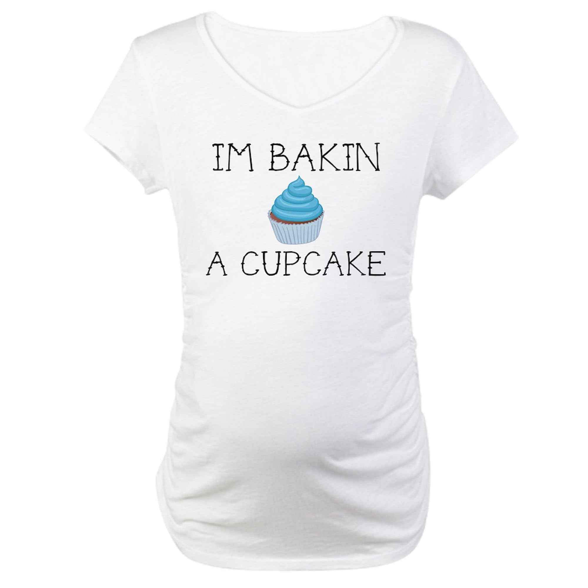Funny Maternity T-Shirt for Women - 'I'm Bakin A Boy Cupcake' Design with Ruched Side - Perfect for Pregnancy Announcements, Baby Showers & Gender Reveals