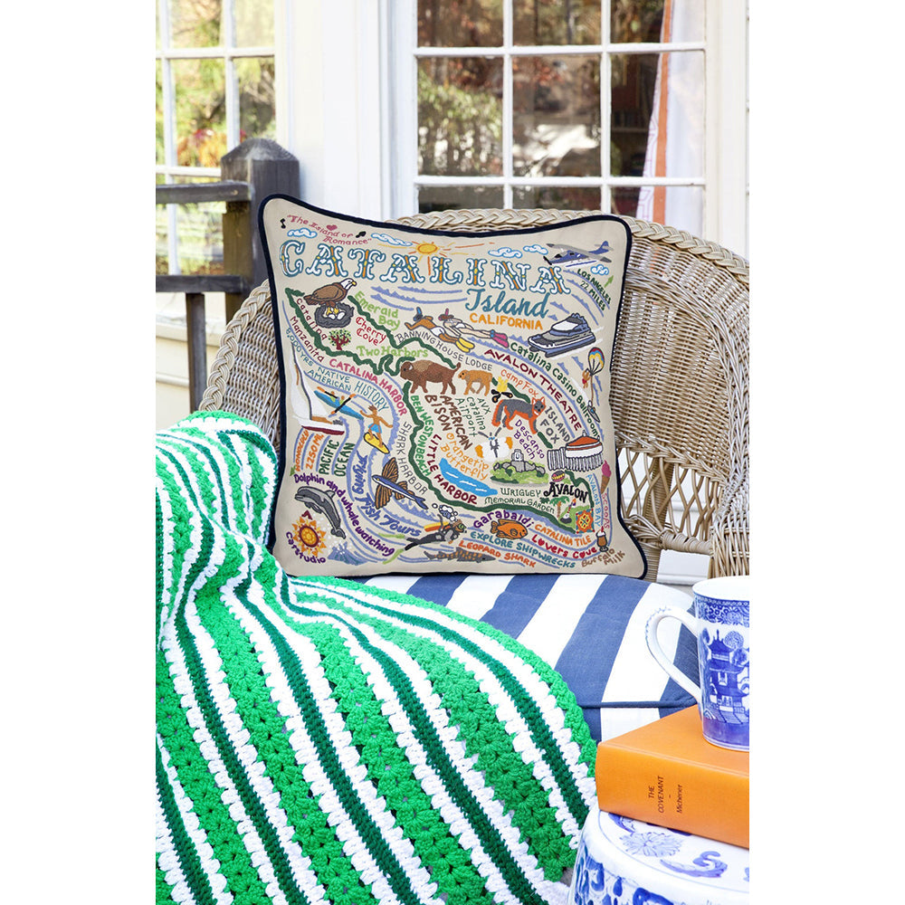 Hand Embroidered Catalina Pillow Cover - Bohemian Home Decor for Living Room, Bedroom, Sofa & Couch