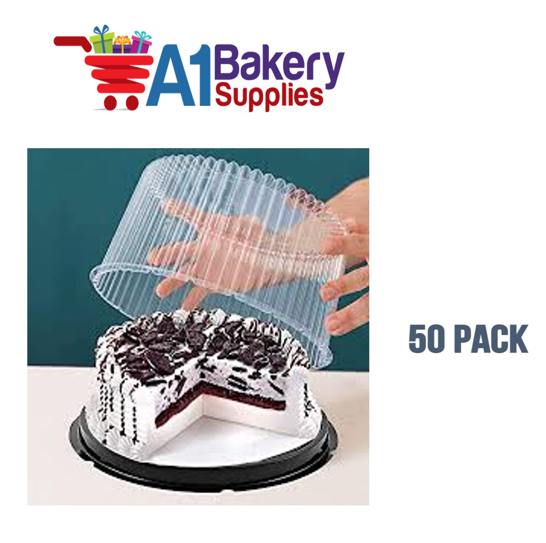 A1 Bakery Supplies 10-11 Inch Clear Cake Dome with Base - 50 Pack Double Layer Display & Storage Container for Wedding, Birthday, and Dessert Showcase