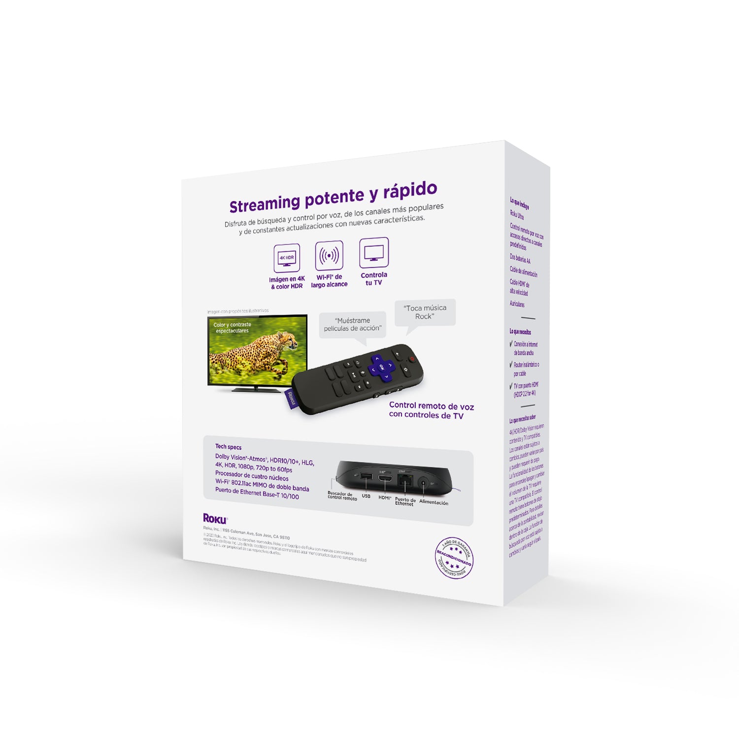Refurbished Roku Ultra 4K HDR Streaming Media Player with Dolby Vision, Ethernet & Voice Remote - Certified by Roku - Perfect for Home Theater & Smart TV Entertainment