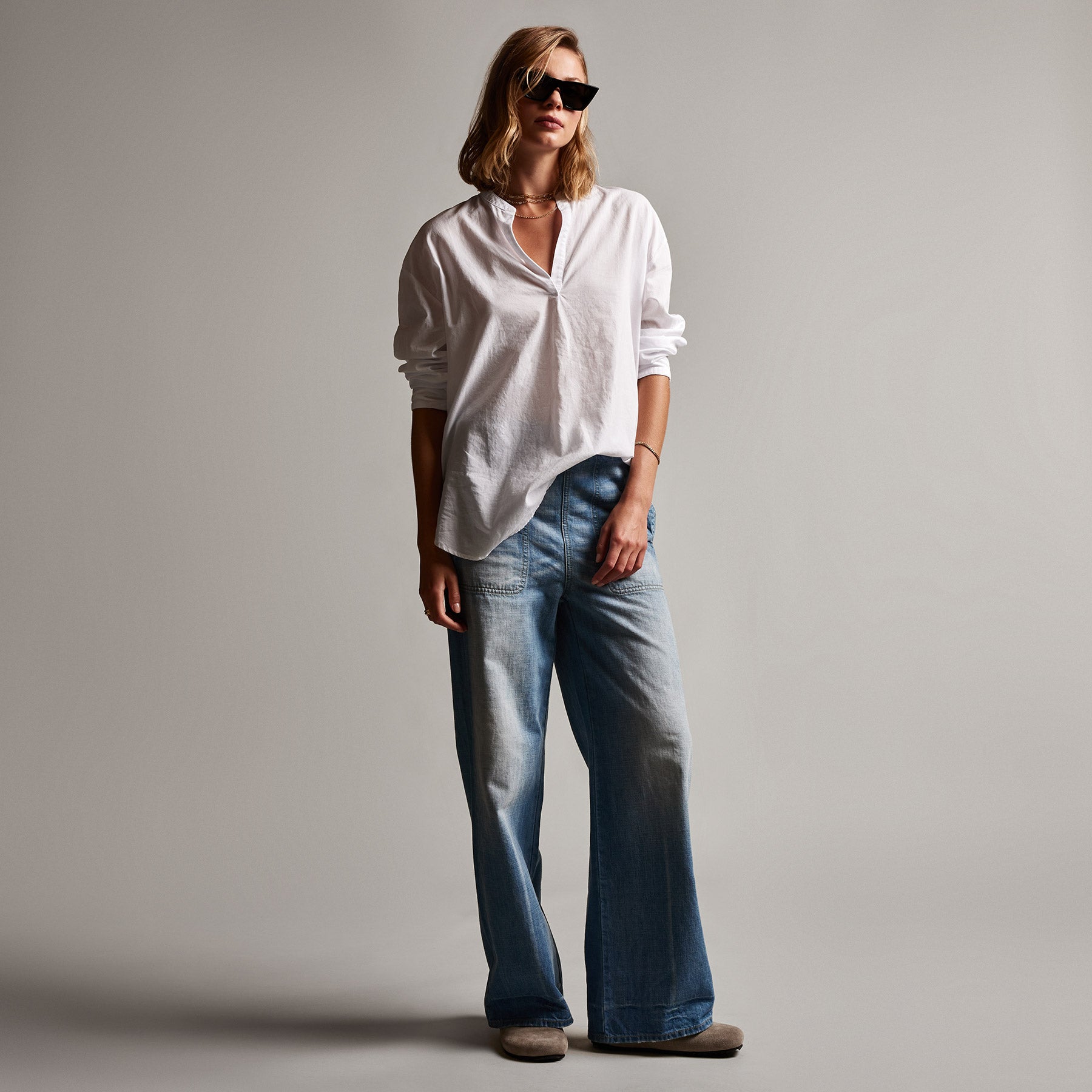 Bison Tunic for Women - Soft White Cotton Top for Casual Wear | Perfect for Work, Date Night & Weekend Outfits
