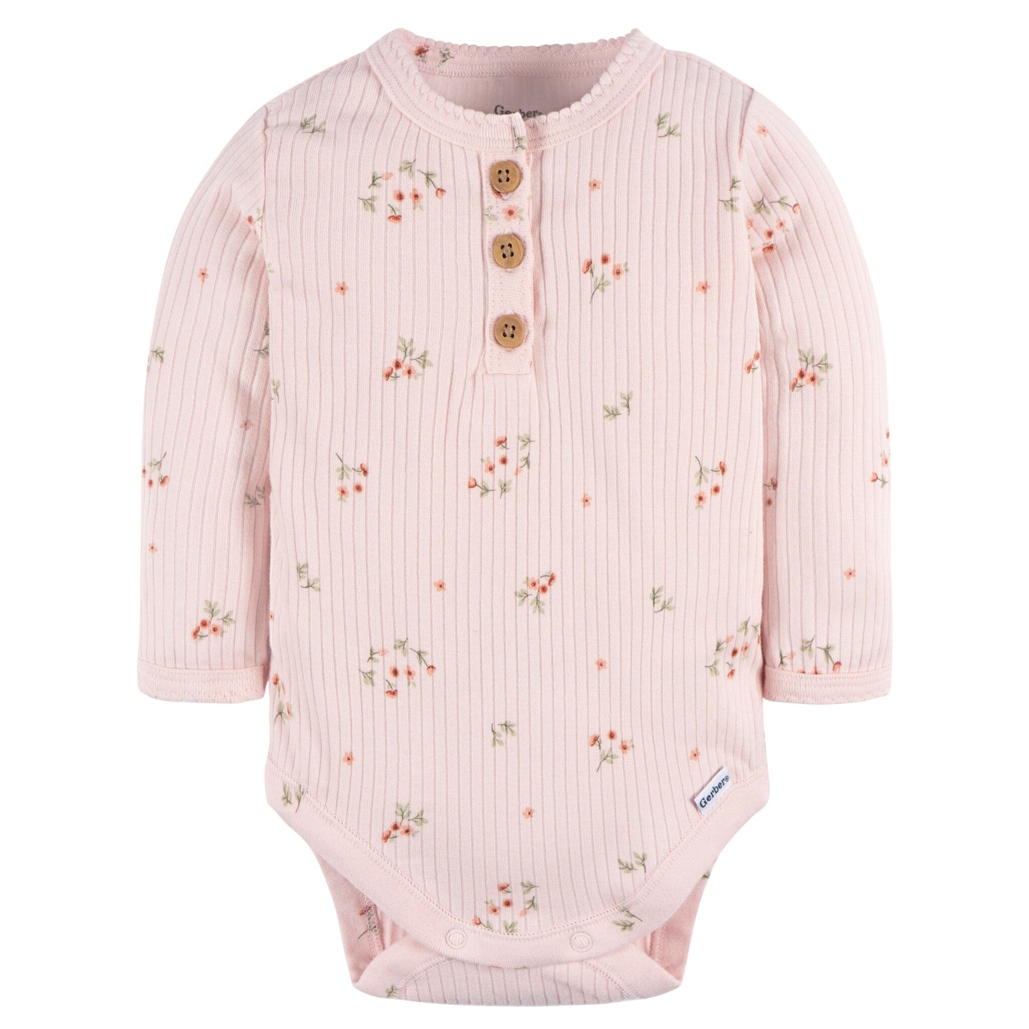 2 Pack Baby Girls Floral Henley Onesies® Bodysuits - Soft Cotton Romper Outfits for Newborn Infant & Toddler - Perfect for Playtime, Daycare & Family Photos
