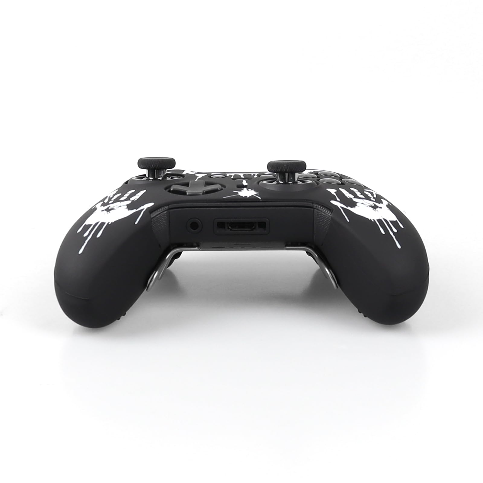 RALAN Anti-Slip Silicone Cover Case for Nintendo Switch Pro Controller - Laser Blood Handprint Design with 4 Thumb Grips - Perfect for Gaming, Travel Protection & Enhanced Grip (Black)