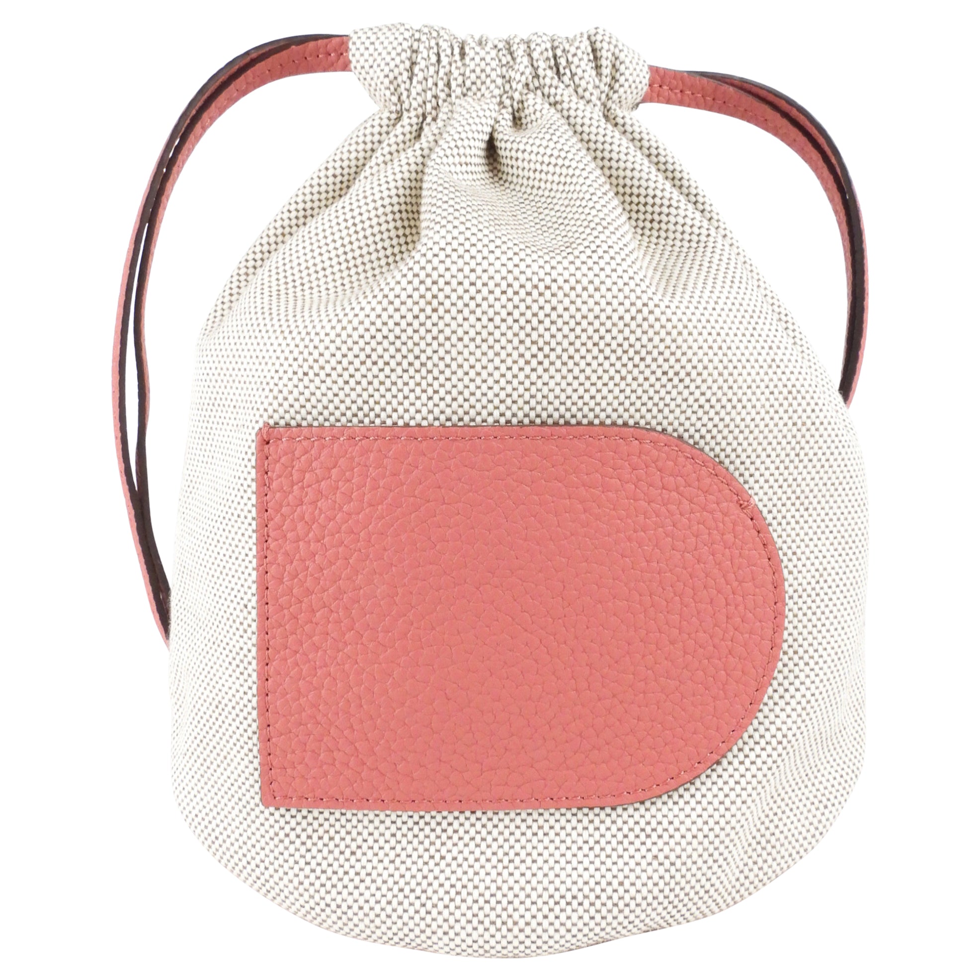 Delvaux Pink Leather and Canvas Cosmetic Pouch | Luxury Makeup Bag for Women | Travel Organizer & Everyday Essentials Case | Perfect for Gifts, Bridal Showers & Vacation Accessories