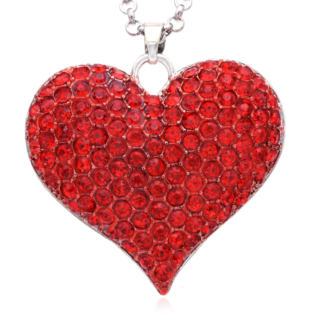 SoulBreeze Heart Shaped Valentine's Day Pendant Necklace for Women - Sparkling Rhinestone Charm Jewelry Gift for Her - Perfect for Anniversaries, Romantic Dates & Special Occasions