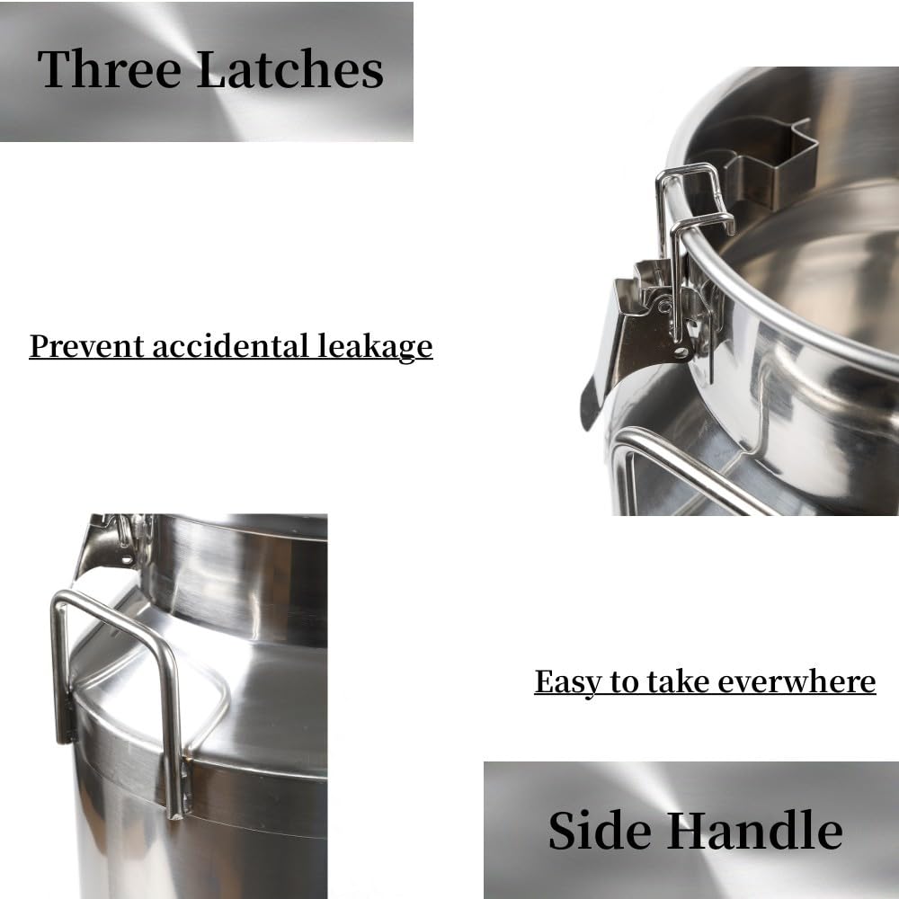40L/10.56 Gallon Stainless Steel Milk Can - Heavy Duty Food Grade Milk Jug, Wine Pail & Liquid Storage Container with Silicone Sealed Lid - Perfect for Dairy Farm, Brewing, Restaurant & Commercial Kitchen Use