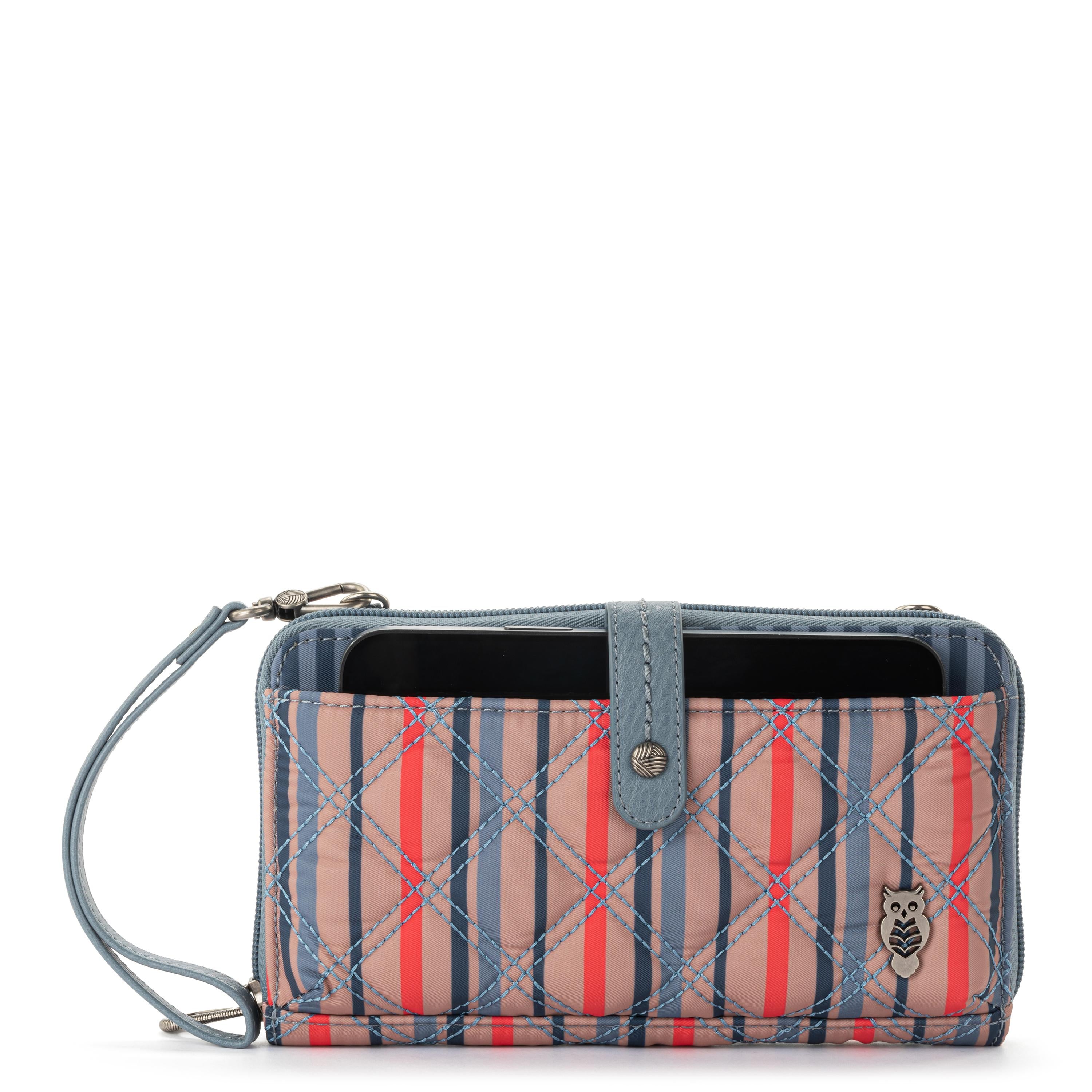 Eco-Friendly Smartphone Wallet - Vintage Multi Stripe Diamond Quilted Design for iPhone & Android - Perfect for Travel, Shopping & Everyday Use