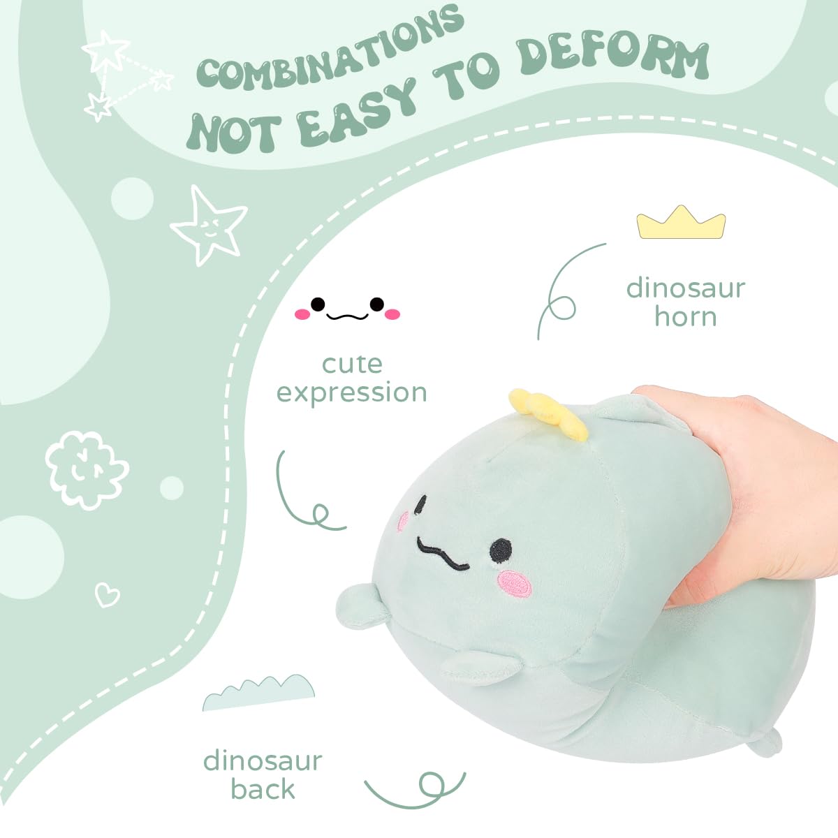 AIXINI 35.5 Inch Super Soft Dinosaur Plush Stuffed Animal - Cylindrical Body Pillow for Kids & Adults, Cute Cartoon Hugging Toy Gift for Birthday, Christmas (Great for Cuddling, Home Decor & Stress Relief)