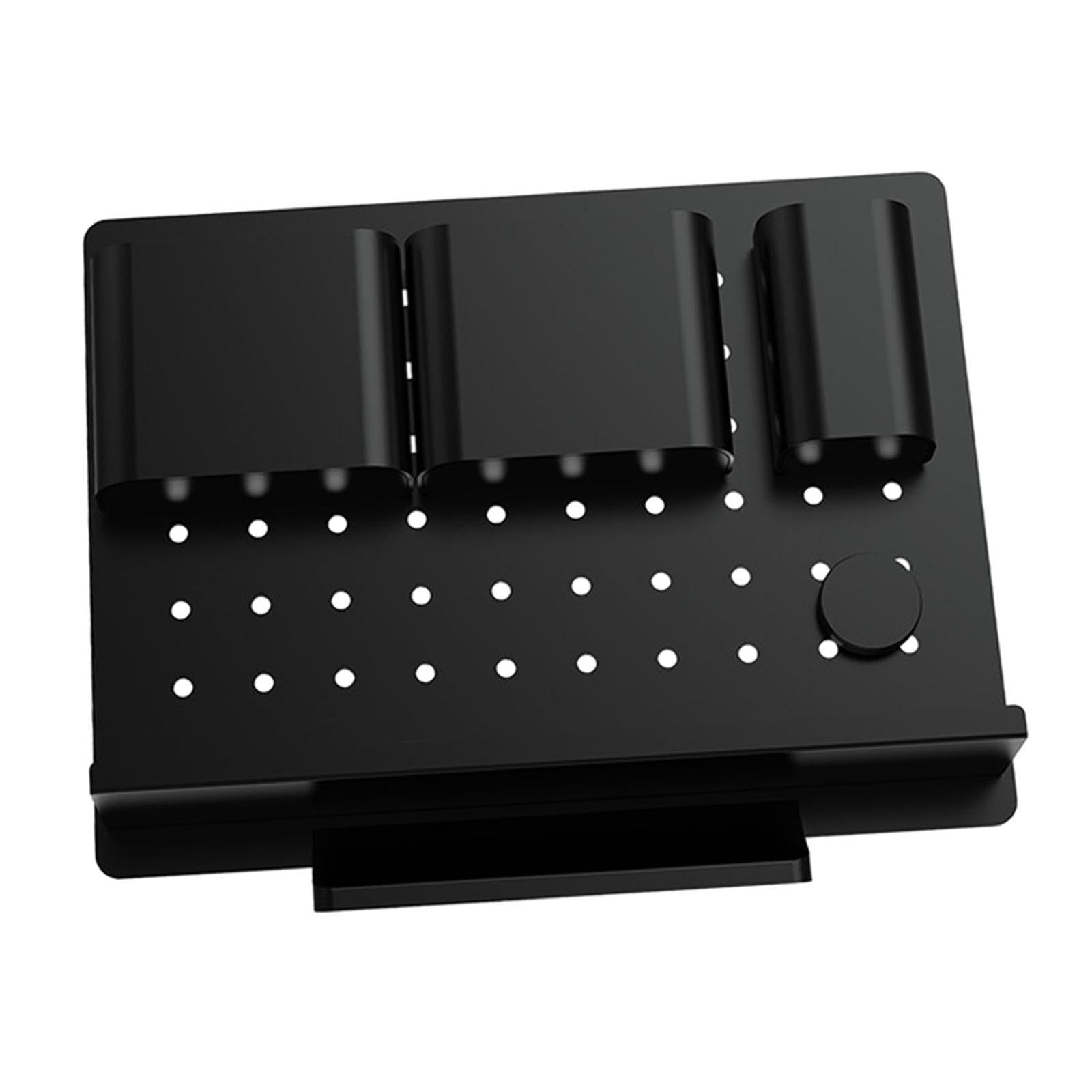 Metal Desk Organizer with Pen Holder & Card Slot - Stylish Office Desk Accessory for Stationery Storage - Perfect for Home Office, Bedroom & Workspace Organization (Black)