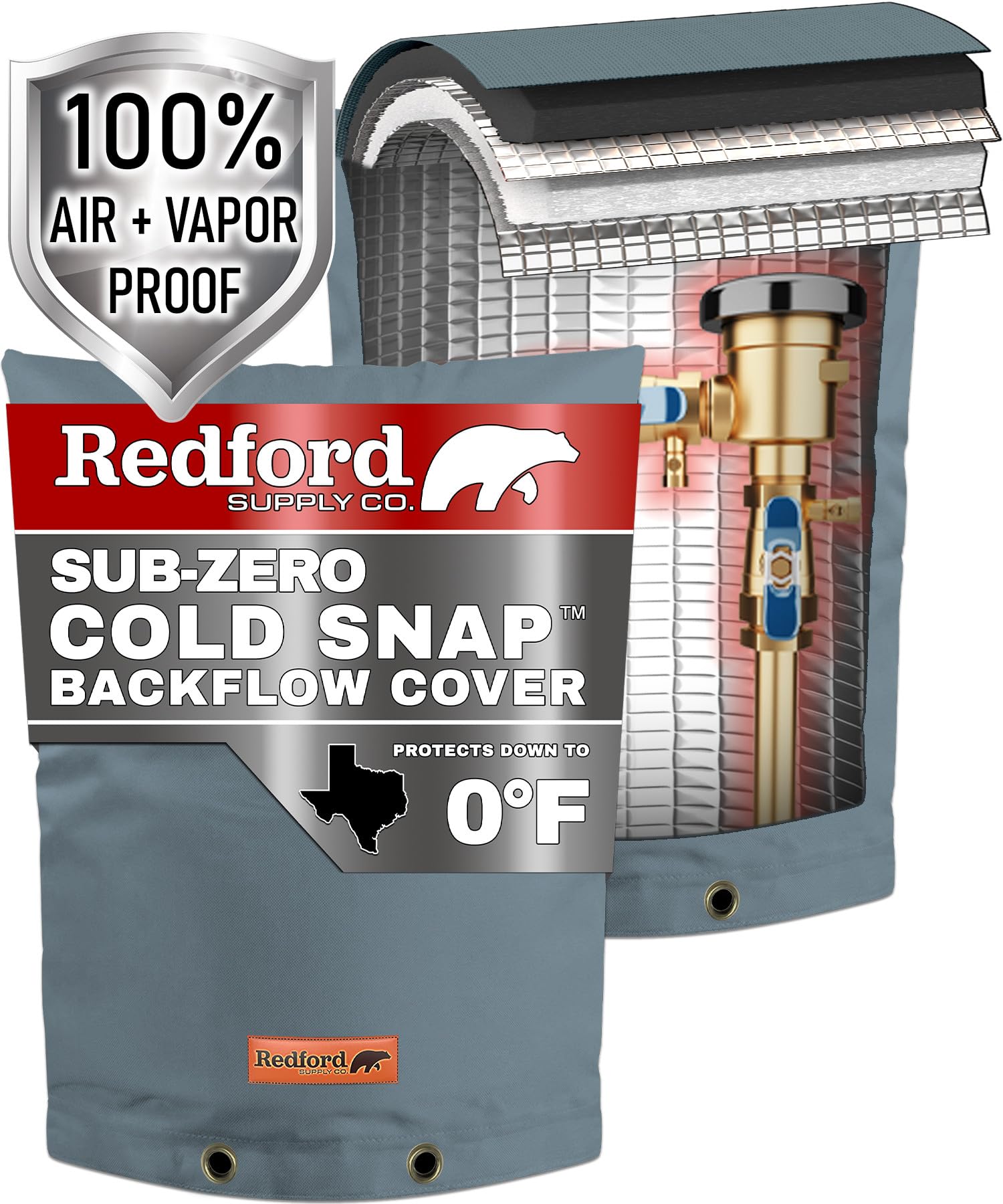 Redford Supply Co. Extreme Cold Snap (0°F) Double Wall EVA Backflow Preventer Insulation Cover - Weatherproof Sprinkler Valve Cover, Well Pump Protection, Pipe Insulator for Freezing Temperatures (20