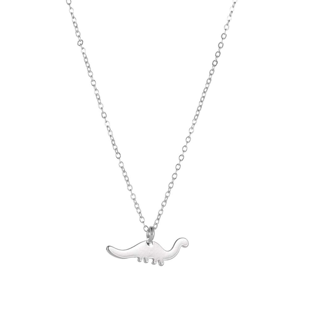 Dainty Silver Dinosaur Pendant Necklace for Women - Elegant Alloy Collarbone Chain Jewelry with Long Tail Design | Perfect for Casual Wear, Date Nights & Gift Giving