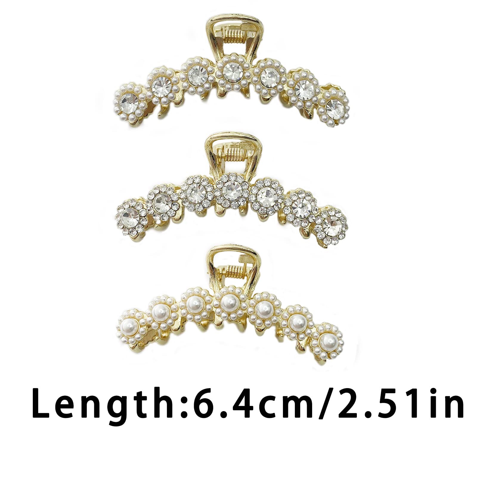 Briskyto 3 Pack Metal Hair Claw Clips for Thin Hair - Non-Slip Hair Clips for Women, Girls (3 Count) - Perfect for Updos, Ponytails & Everyday Hairstyles