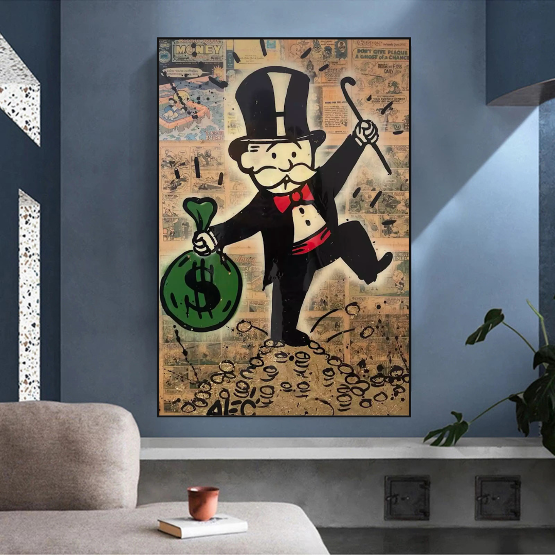 Alec Monopoly Magician: Millionaire Art by Money Man - Exclusive Street Art Canvas for Home & Office Decor | Perfect for Art Collectors & Urban Style Lovers