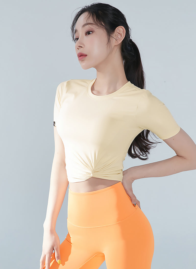 Fresh Feather Twist Crop Short Sleeve Tops for Women - Trendy Summer Casual Blouse for Outfits, Beach, and Party Wear
