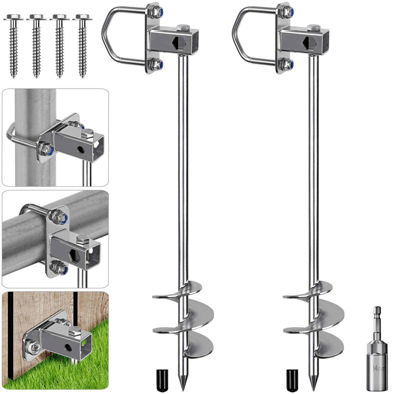 Heavy Duty Screw-In Ground Anchors - Fully Welded Trampoline Anchors & Mobile Home Anchors | Multi-Purpose Earth Anchors for Sheds, Swing Sets, Carports & Animal Securing | Outdoor Use for Stability & Safety