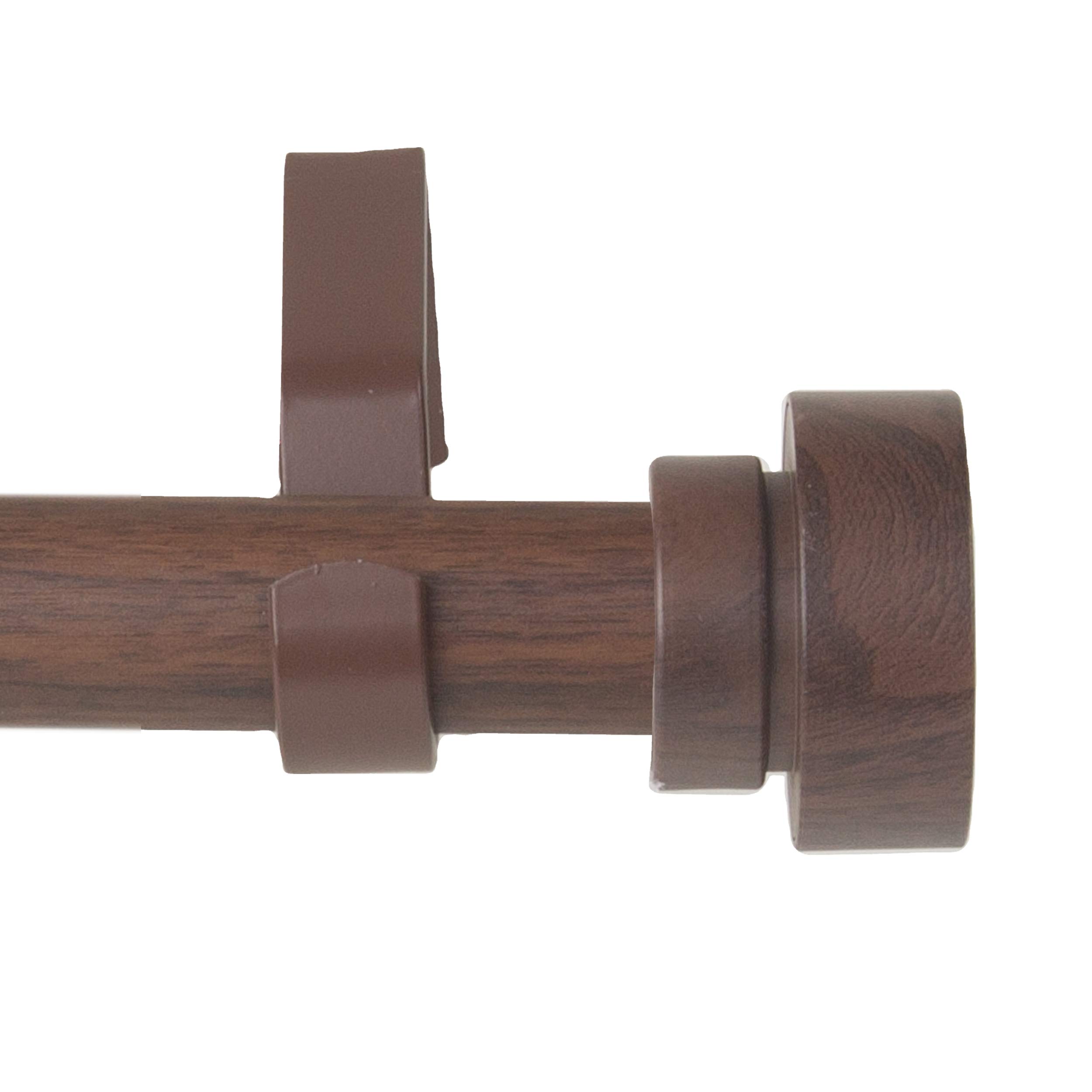 Rod Desyne 1 Inch Bonnet Faux Wood Single Curtain Rod, 120 to 170 Inches, Dark Walnut - Perfect for Living Room, Bedroom & Window Treatments