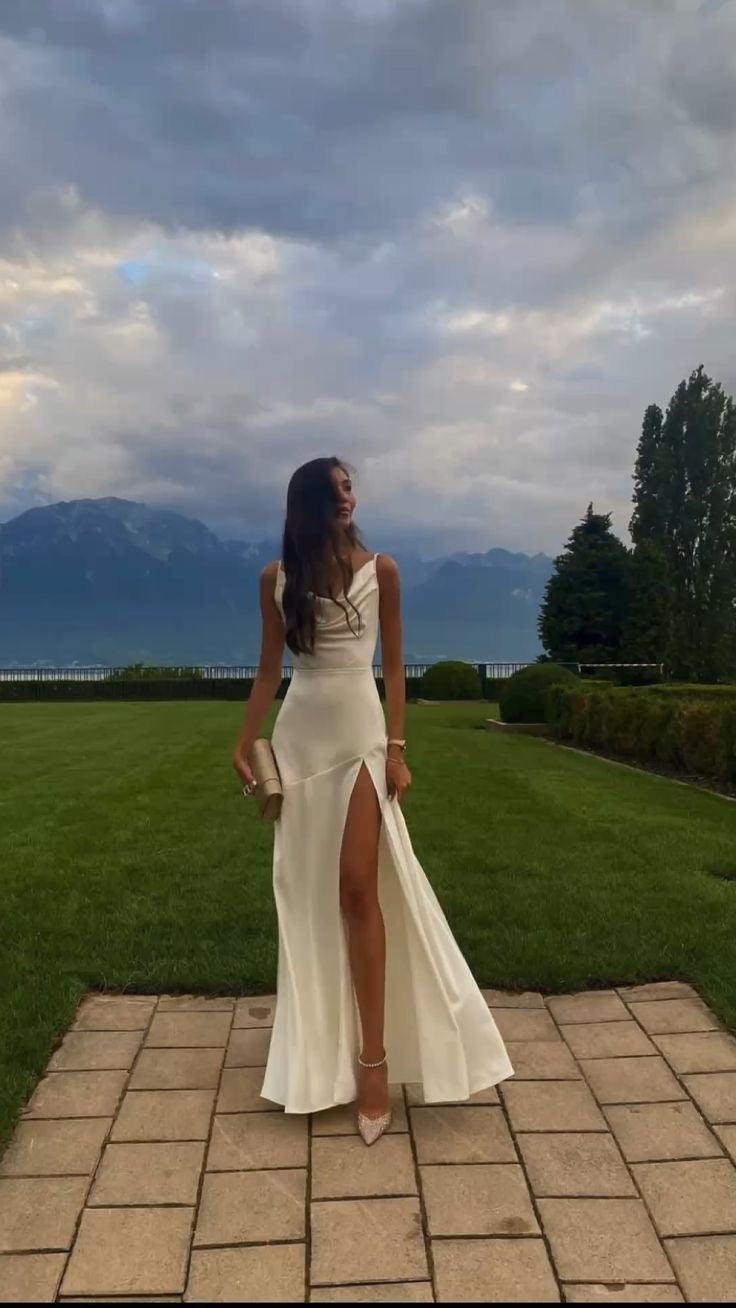 Ivory A-Line Long Prom Dress for Women - Elegant Formal Party Gown J3343 | Perfect for Homecoming, Wedding, and Evening Events
