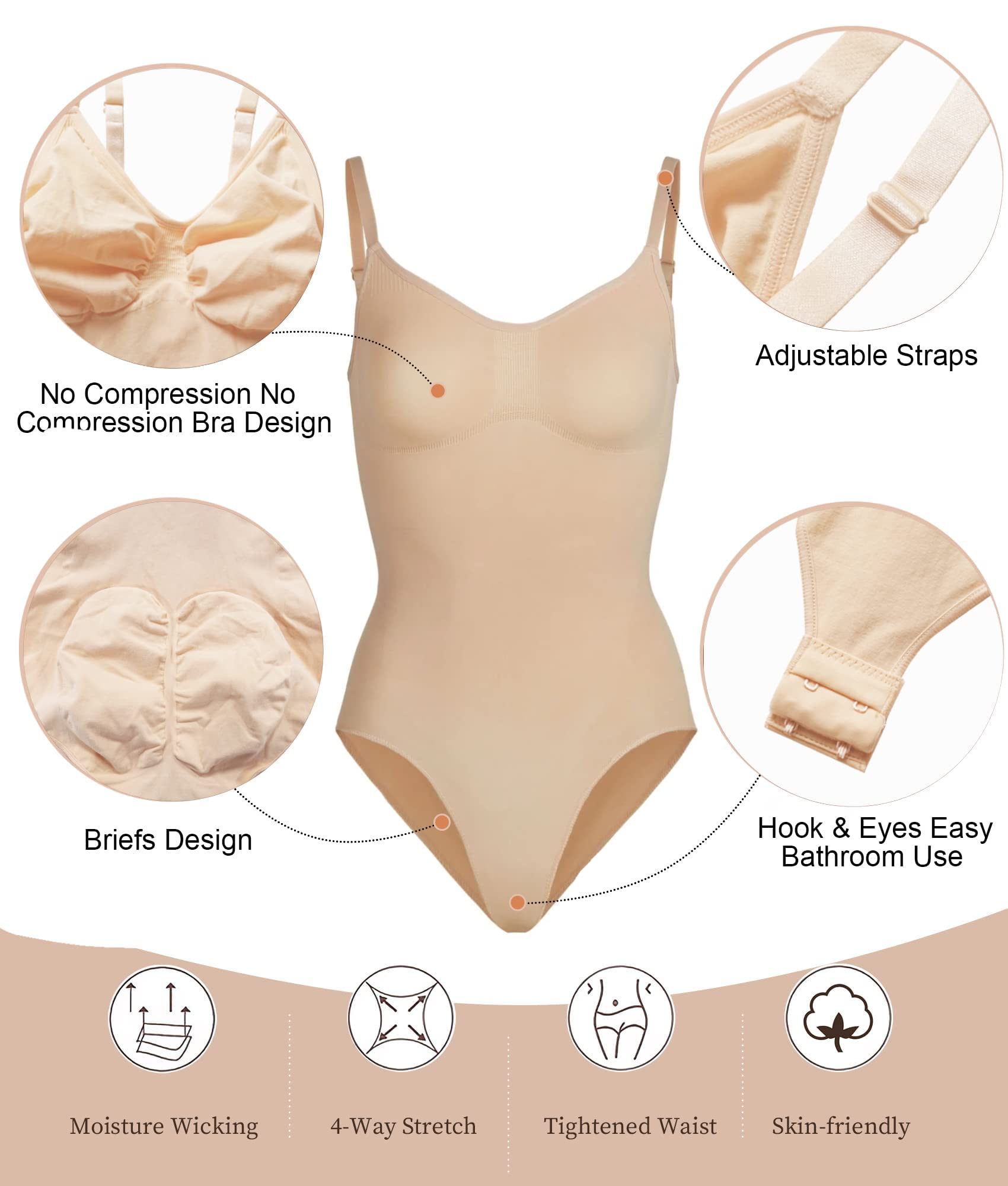 SHAPERX Women's Shapewear Bodysuit - Tummy Control & Waist Trainer for Women | Seamless Sculpting Body Shaper | Perfect for Everyday Wear, Workout & Special Occasions