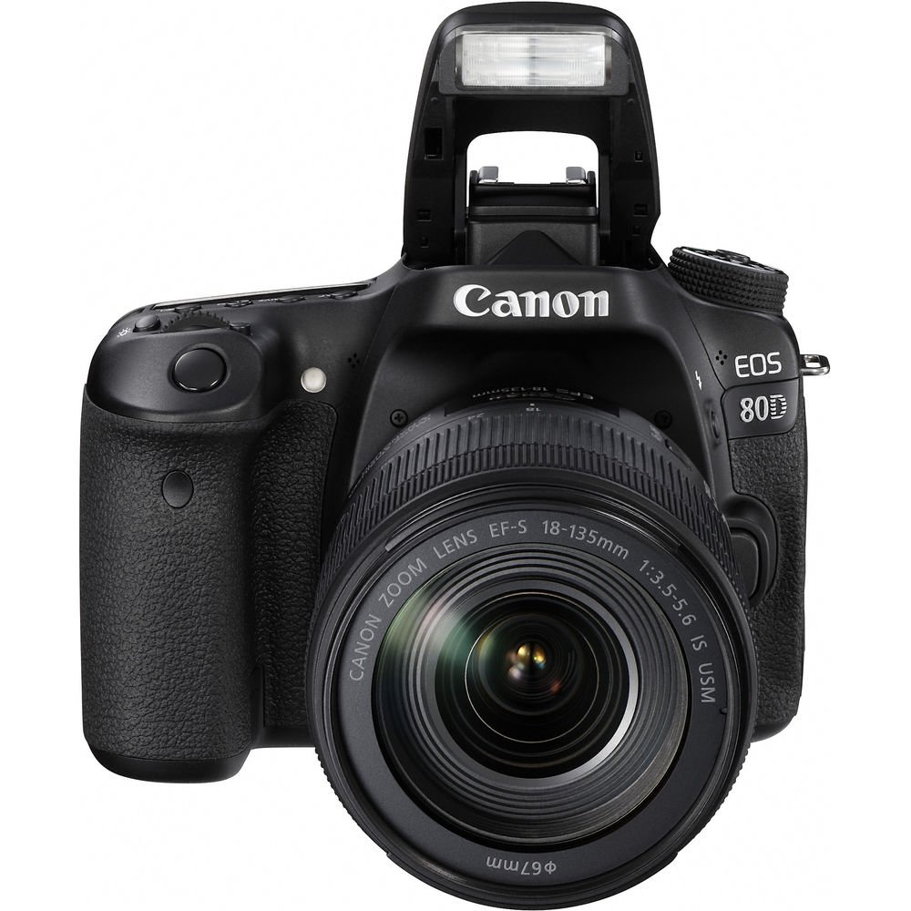 Canon EOS 80D DSLR Camera Bundle with 18-135mm Lens, 4K Monitor, Pro Audio Gear & 64GB Memory Cards - Professional Photography Kit for Vlogging, YouTube & Travel (Renewed)