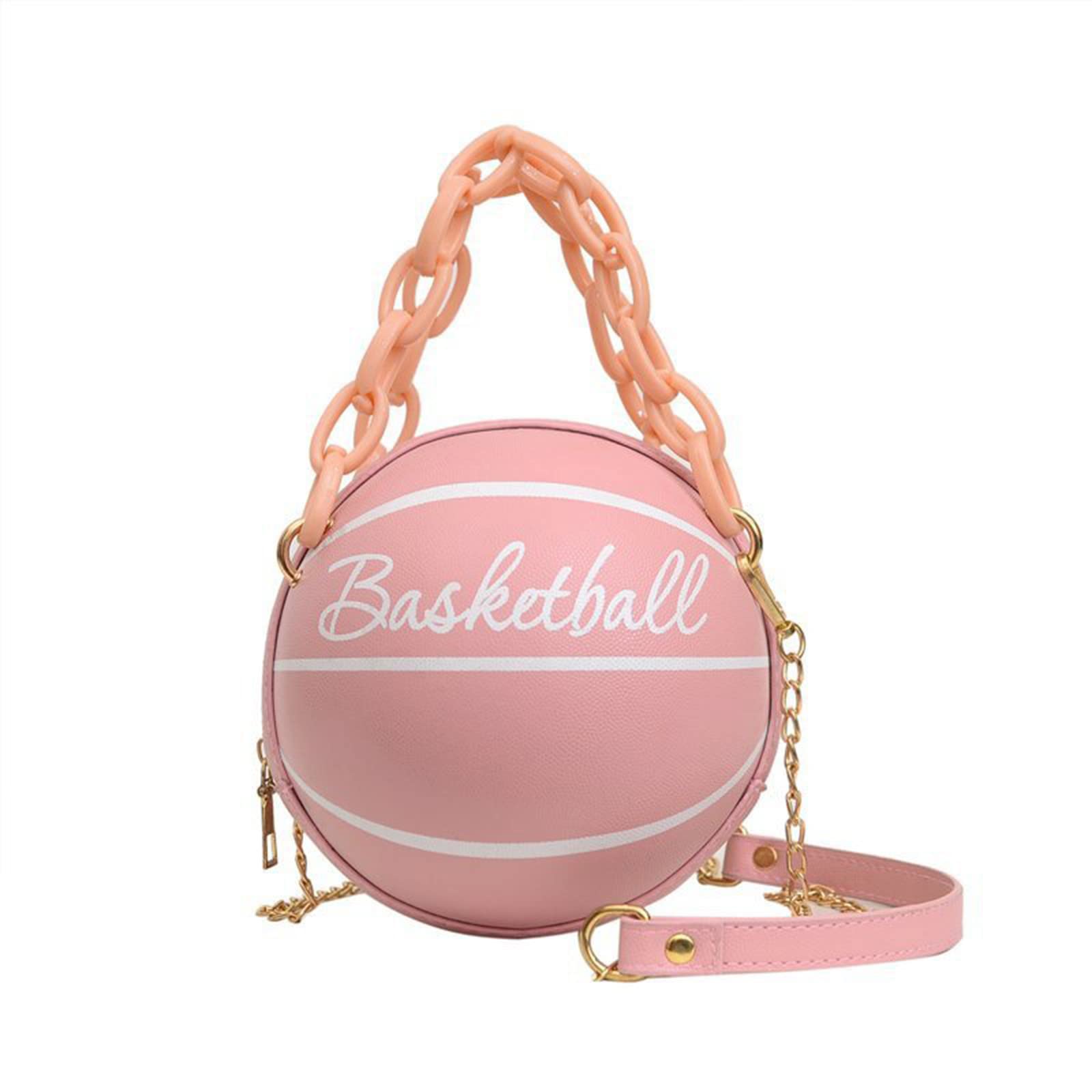 MIANHT Women's Shoulder Bag - Stylish Round Ball Chain Crossbody Purse for Party, Travel, Work & School | Fashionable Basketball Satchel Handbag | Perfect Gift for Women, Friends & Family (Pink) - Ideal for Daily Use, Shopping, Dating & Weekend Outings