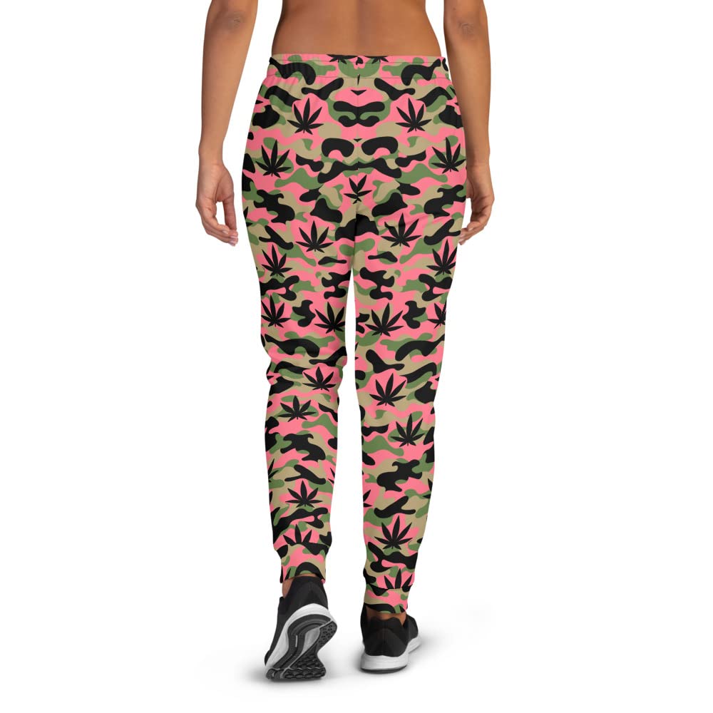 Skyvora Camo Joggers for Women - Pink & Green Camouflage Athletic Pants | Comfortable Workout Joggers for Running, Yoga & Lounge Wear