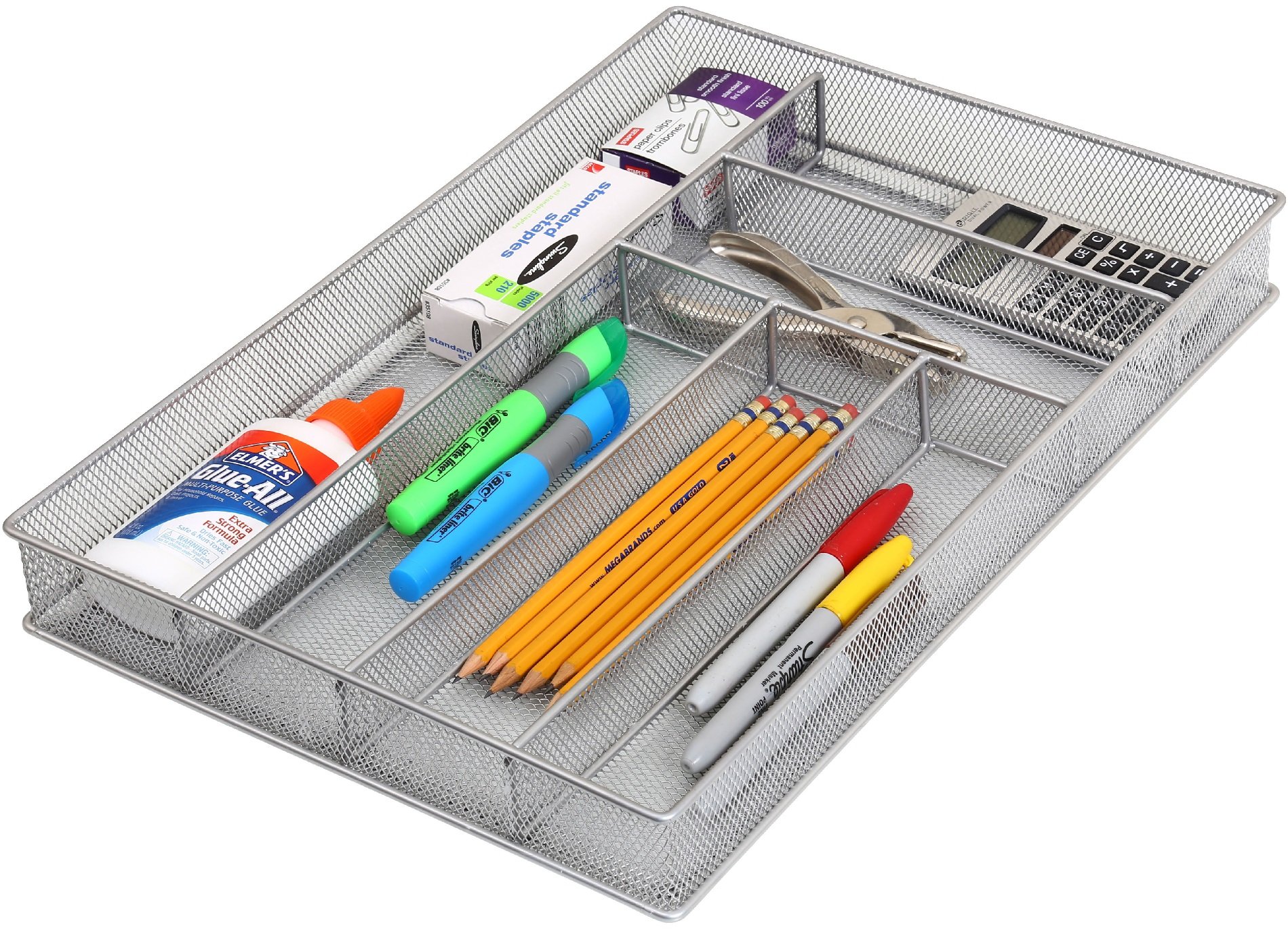 Stainless Steel Silverware Tray Organizer - 6 Compartment Cutlery Drawer Insert for Kitchen Utensils & Office Supplies | Durable Mesh Utensil Organizer for Knives, Forks, Spoons | Perfect for Home, Restaurant & Office Organization