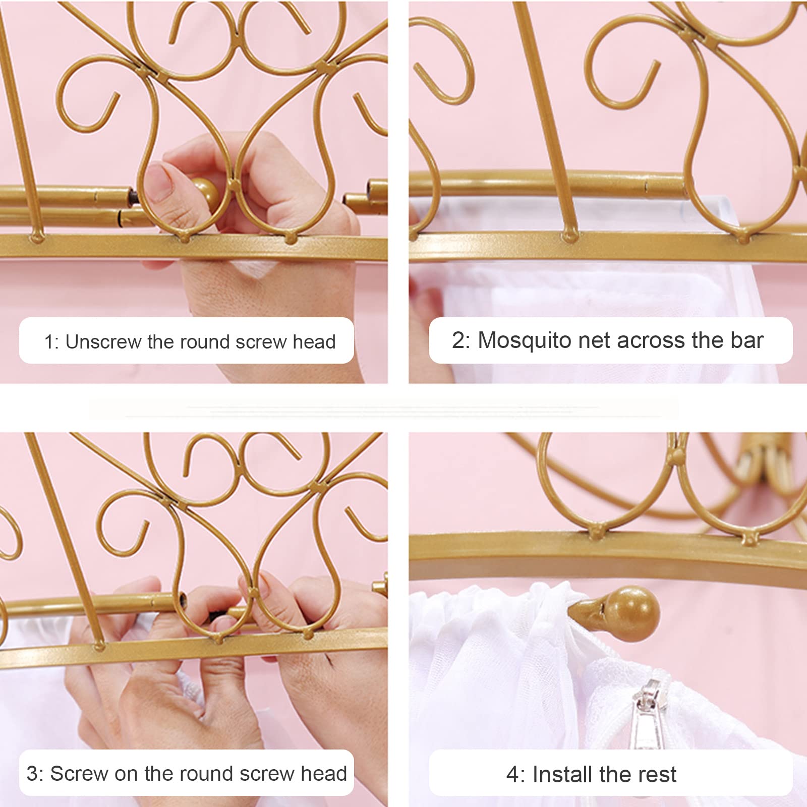 Golden Crown Lace Princess Bed Canopy with Lights - Romantic Double Layer Decorative Bed Curtain for Girls Bedroom (Purple, 1.8/2m/6/6.6ft) - Perfect for Birthday Gifts, Kids Room Decor & Fairy Tale Themed Bedrooms