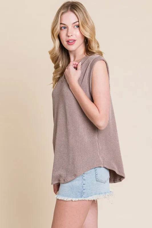 BOMBOM Rib Knit V Neck Tank Top for Women - Soft Stretch Casual Sleeveless Shirt - Perfect for Layering, Summer Outfits & Everyday Wear