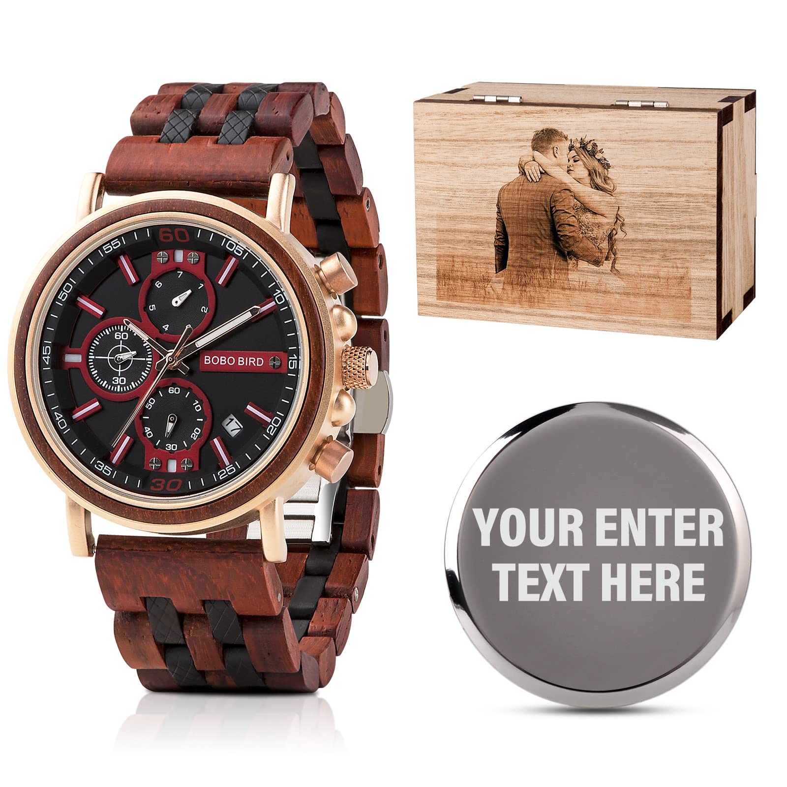 Personalized Engraved Wooden Watch for Men - Custom Name Wood Wristwatch Gift for Boyfriend, Fiancé, Husband, Dad & Son - Perfect for Birthday, Anniversary, Christmas & Special Occasions - Stylish Eco-Friendly Wooden Watch for Everyday Wear & Formal Events