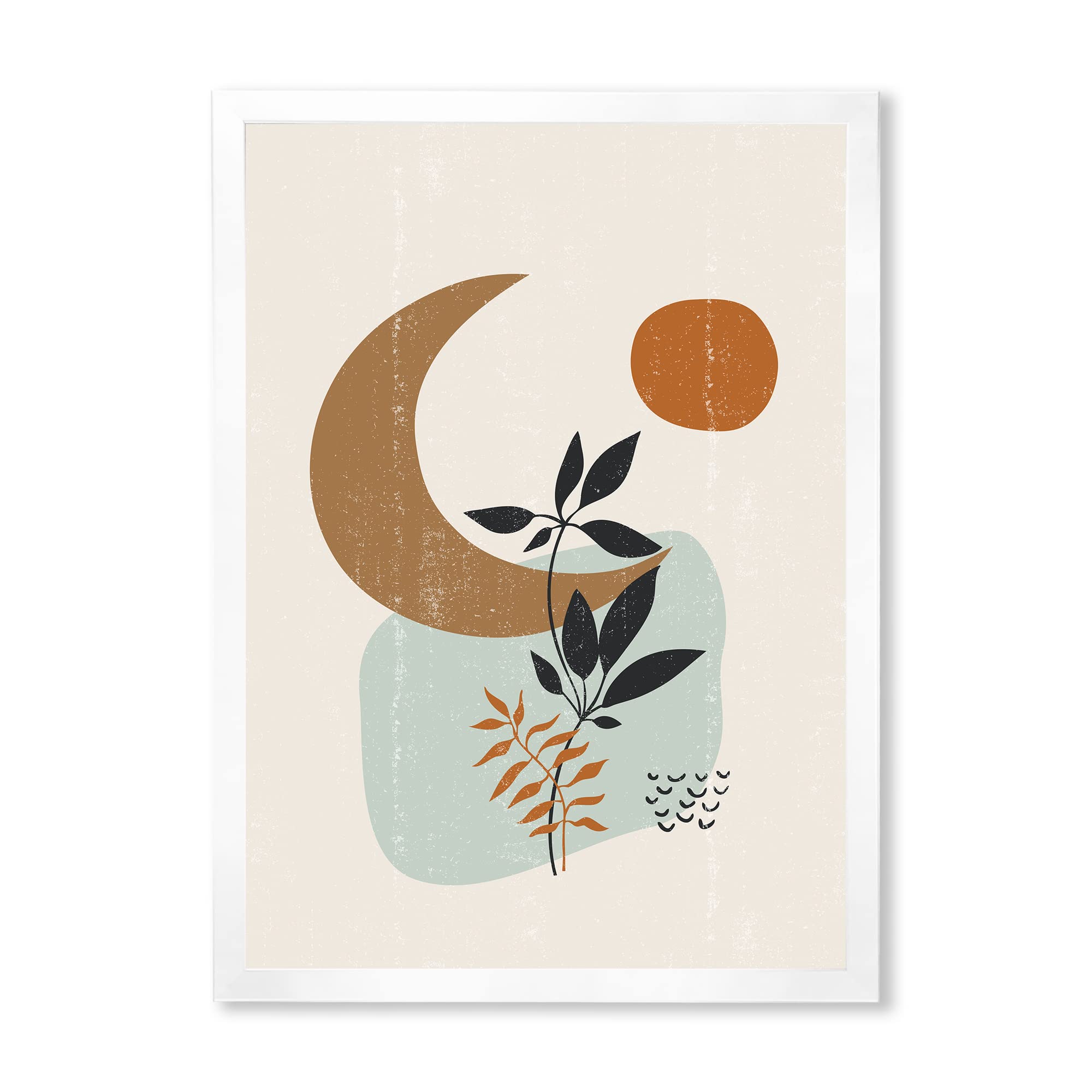 Abstract Sun & Moon Minimalist Framed Wall Art - Modern Home Decor for Living Room, Bedroom & Office