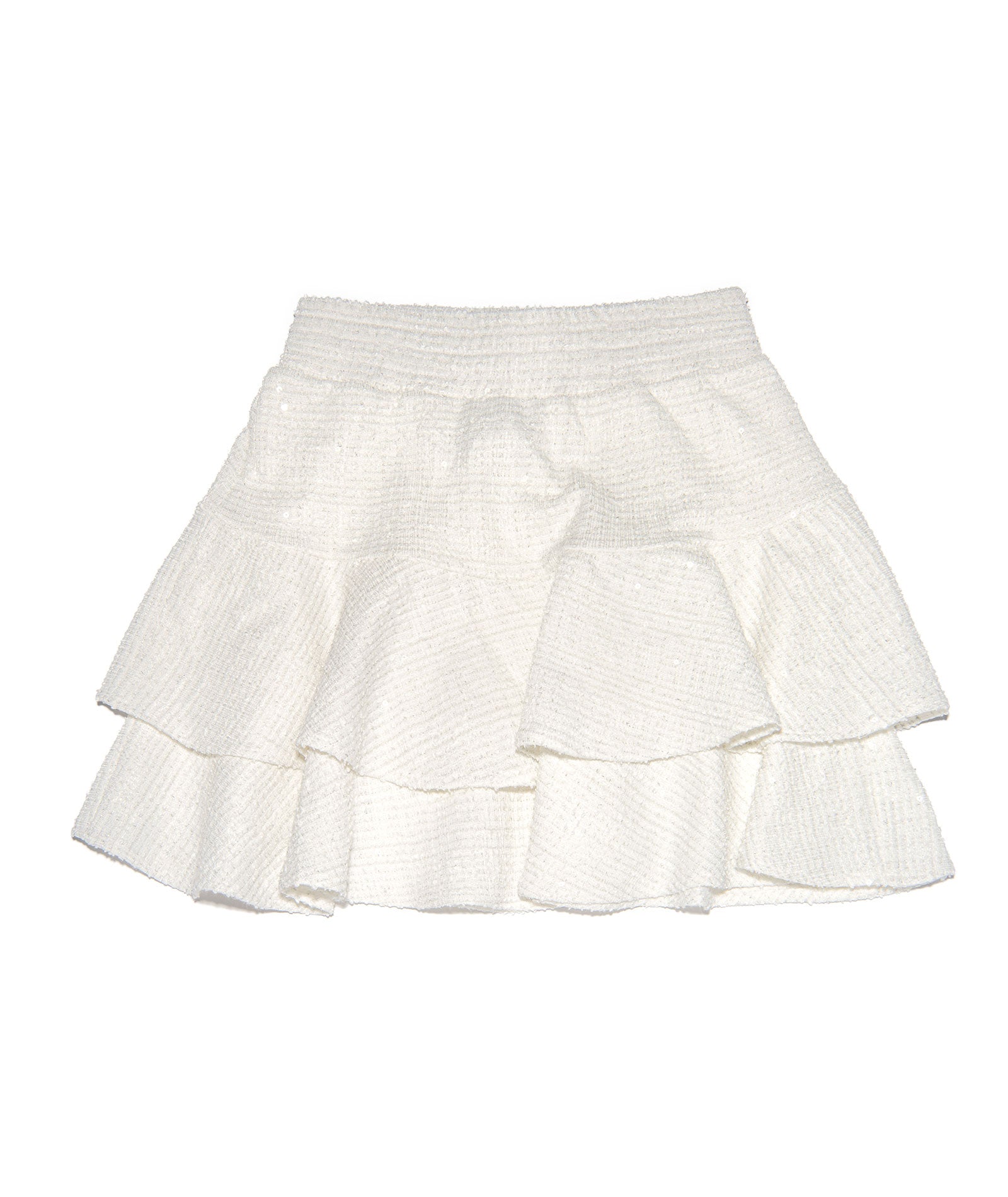 By Debra Girls Ivy White Sequin Ruffle Skirt - Sparkly Party Dress for Kids, Christmas, Birthday & Special Occasions