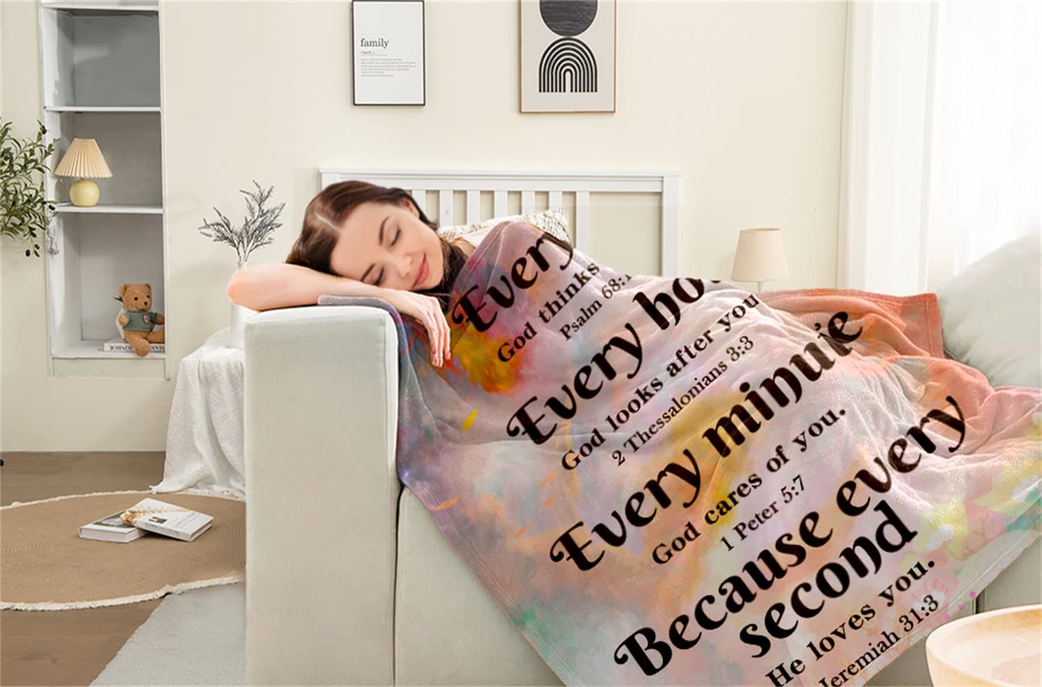 50x60 Inch Inspirational Christian Throw Blanket for Women - Religious Gifts with Prayers & Bible Verses - Soft Spiritual Blanket for Catholic Women, Birthday Gift Ideas - Perfect for Prayer Time, Bible Study & Cozy Home Decor