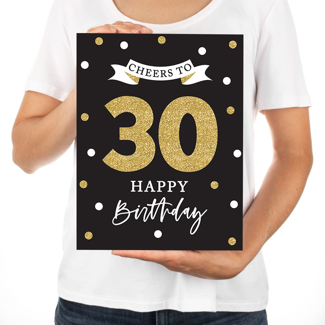Andaz Press Jumbo Happy Birthday Card with Envelope - Cheers to 30th Birthday Greeting Card for Her, Him, Son, Daughter, Coworker, Friend | 8.5