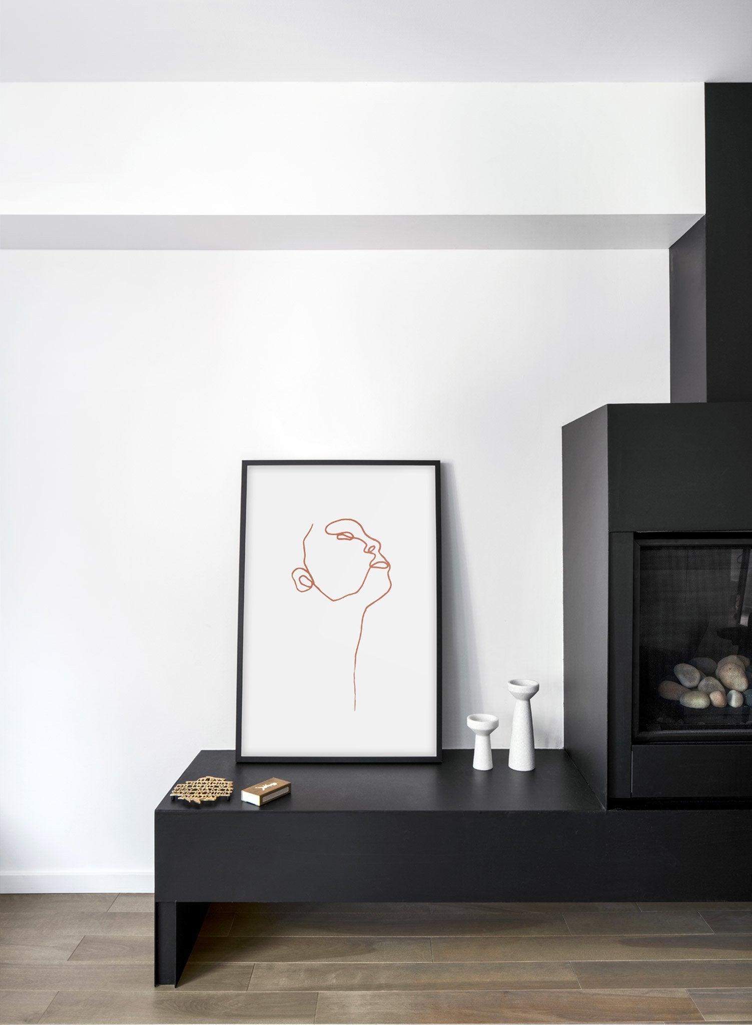 Beige Line Art Profile Poster - Elegant Wall Decor for Home, Office & Gifts | Perfect for Living Rooms, Bedrooms & Workspaces